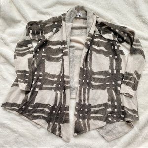 Gap Open Front Flowy Cardigan Gray White Plaid Size XS